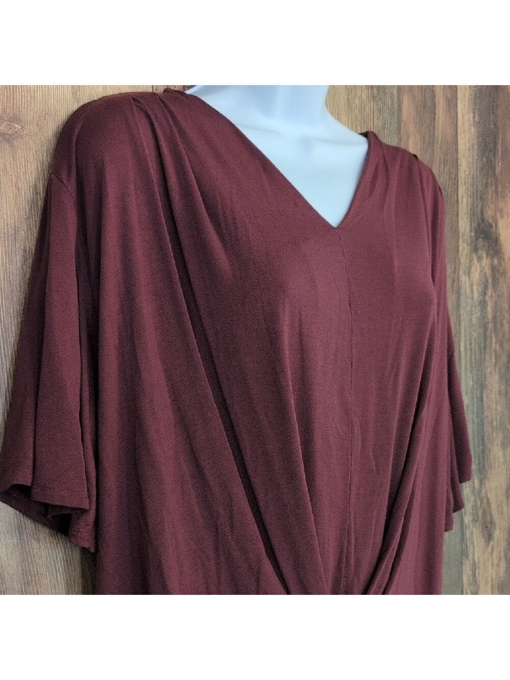 Grace & Lace Burgundy Drape Blouse M L112
